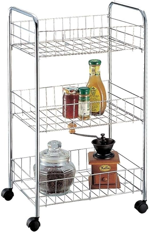 Chef Vida Kitchen Trolley 3 Tier Kitchen Vegetable Chrome Storage