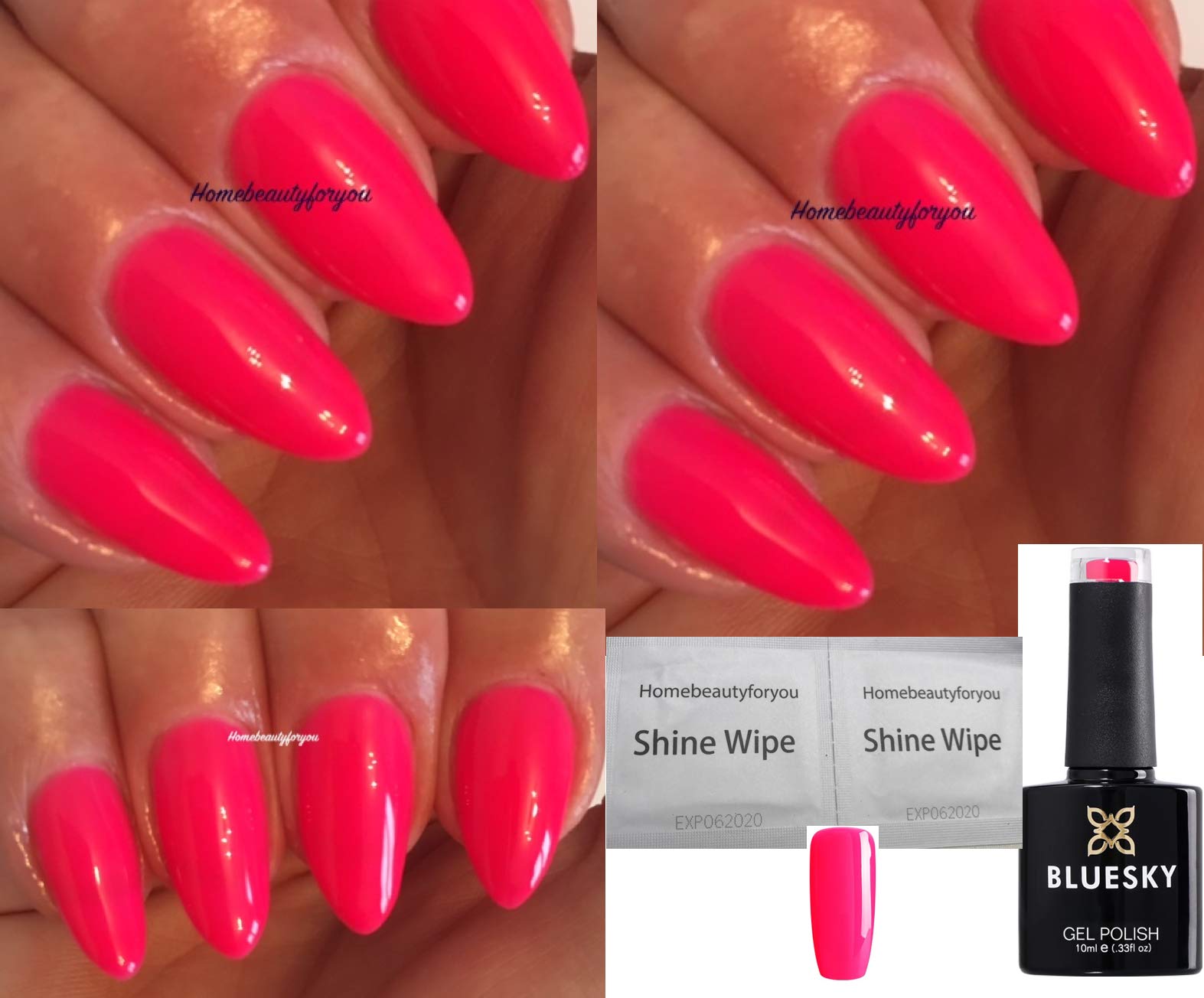 Bluesky Nail Gel Polish Neon Pink Cupid Very Bright Pink Spring Summer Color Neon 6 UV LED Soak Off 10ml (Requires drying under UV/LED Lamp)