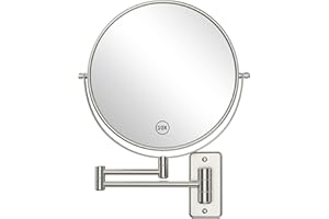Benbilry 9 Inch Wall Mounted Makeup Vanity Mirror, Large Size 1X/10X Magnifying Double Sided Shaving Mirror for Bathroom, 360° Swivel Extendable Arm Nickel Finish