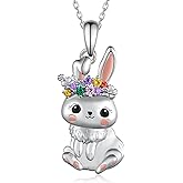 Yorionke Highland Cow/Axolotl/Goat/Panda/Giraffe/Raccoon Necklace 925 Sterling Silver Animal Pendant Necklace with Colored Zircon Animal Jewelry Gift for Girls Women Daughter