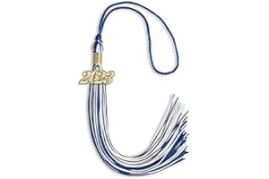 Endea Graduation Mixed Double Color Tassel with Gold Date Drop (Royal Blue/White, 2023)