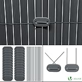 VOUNOT PVC Privacy Screen 1000 x 500 cm Grey Reinforced Outdoor Fence view 7