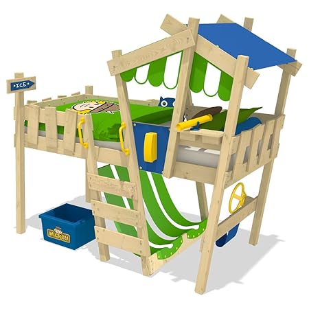 WICKEY Kinderbett 'CrAzY Hutty' - Hochbett - Spielbett - 90x200 cm