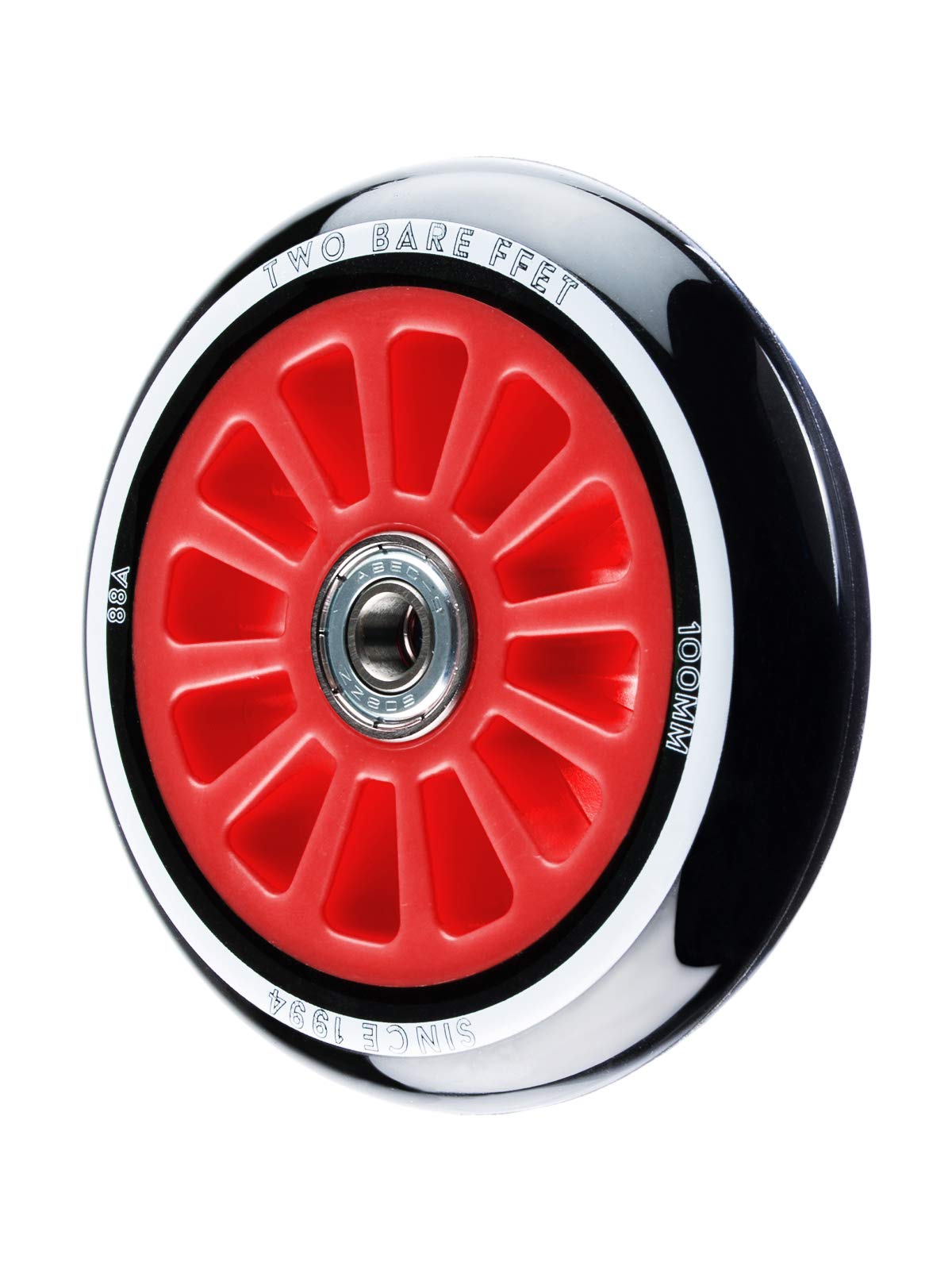 Two Bare Feet TBF Stunt Scooter Wheels - ABEC 9 Bearings Red (Single) — image 1