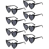 Ricawa 8 Pack Heart Sunglasses Vintage Cat Eye Heart Glasses Retro Bachelorette Bride Sunglasses Bulk for Women