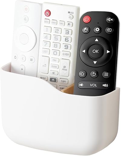 SUNFICON Universal Remote Holder Wall Mount White Organizer Caddy