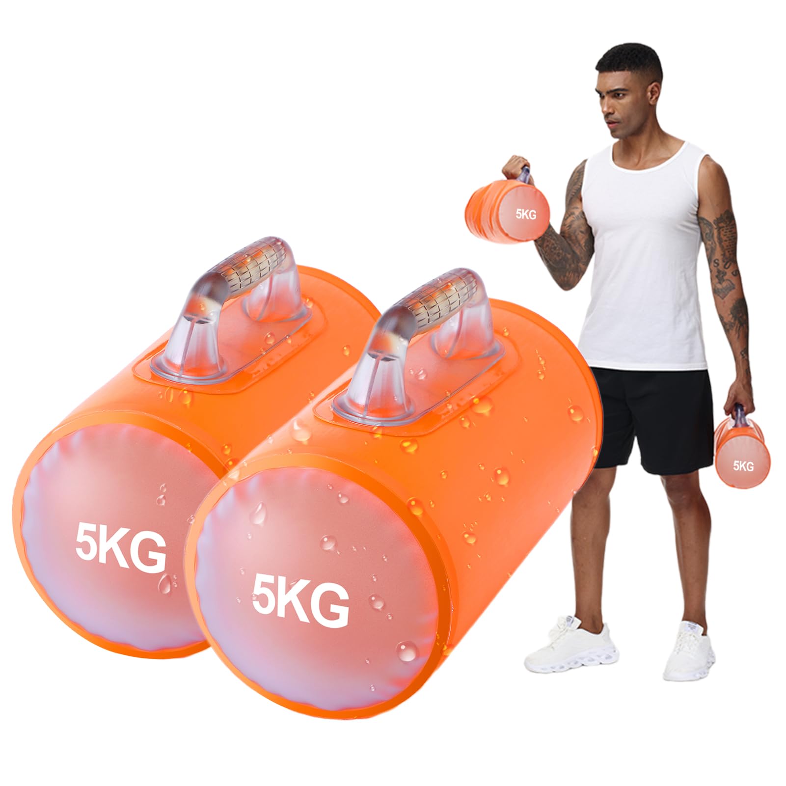 DEIRIS Water Dumbbells, Water Filled Weights Set, Travel Weights, Water Weight Bag, Adjustable Weights Dumbbells to 10 KG Pair, for Strength Training, Fitness and Shaping