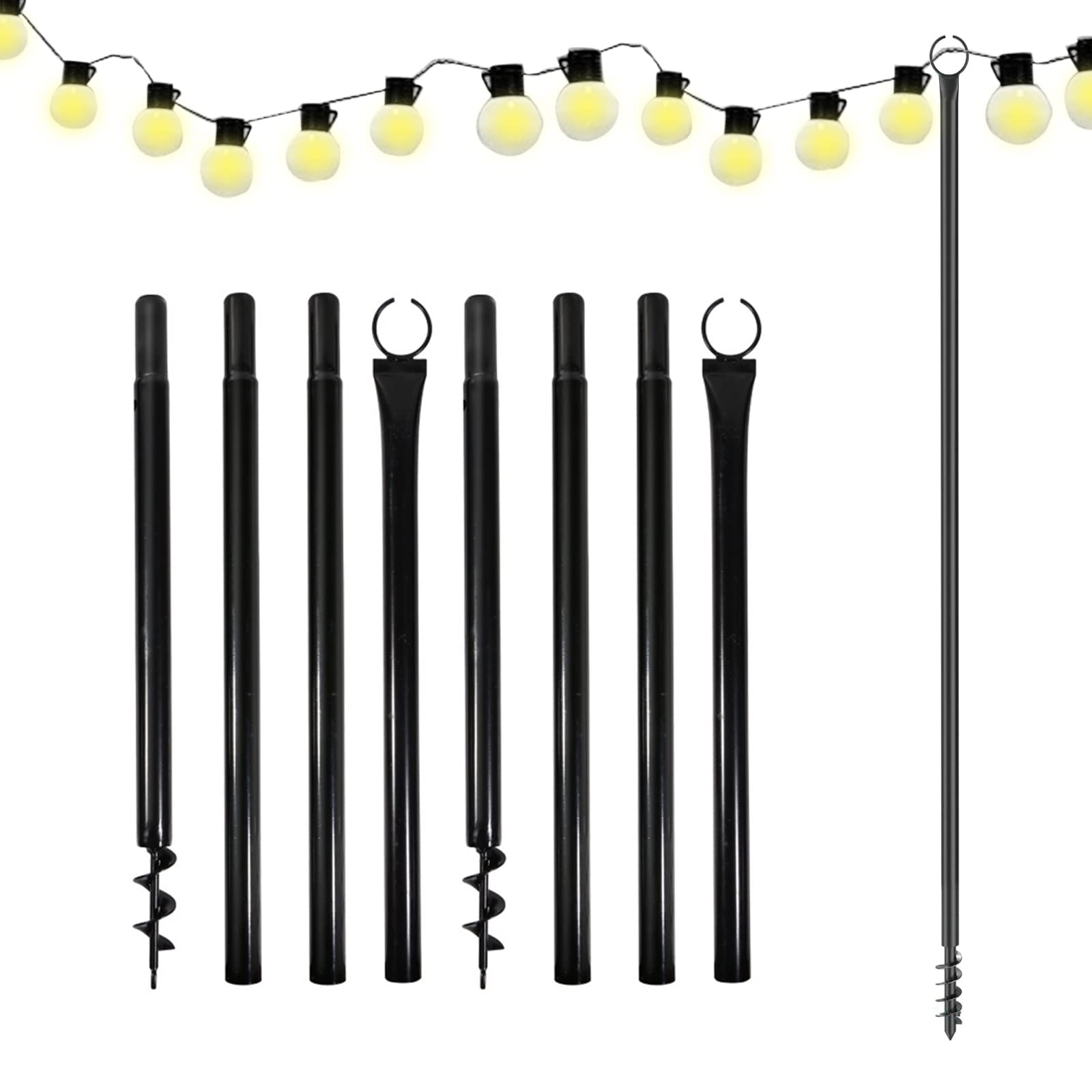 KMDZDZGS Shepherd Hooks, 2 Pieces 240 cm Shepherd Hooks, Metal Garden Stick with Hooks, Outdoor mounting Rod for Hanging, Fairy Lights, Bulbs, Shepherd's Arch Hook for Wedding Party Decoration