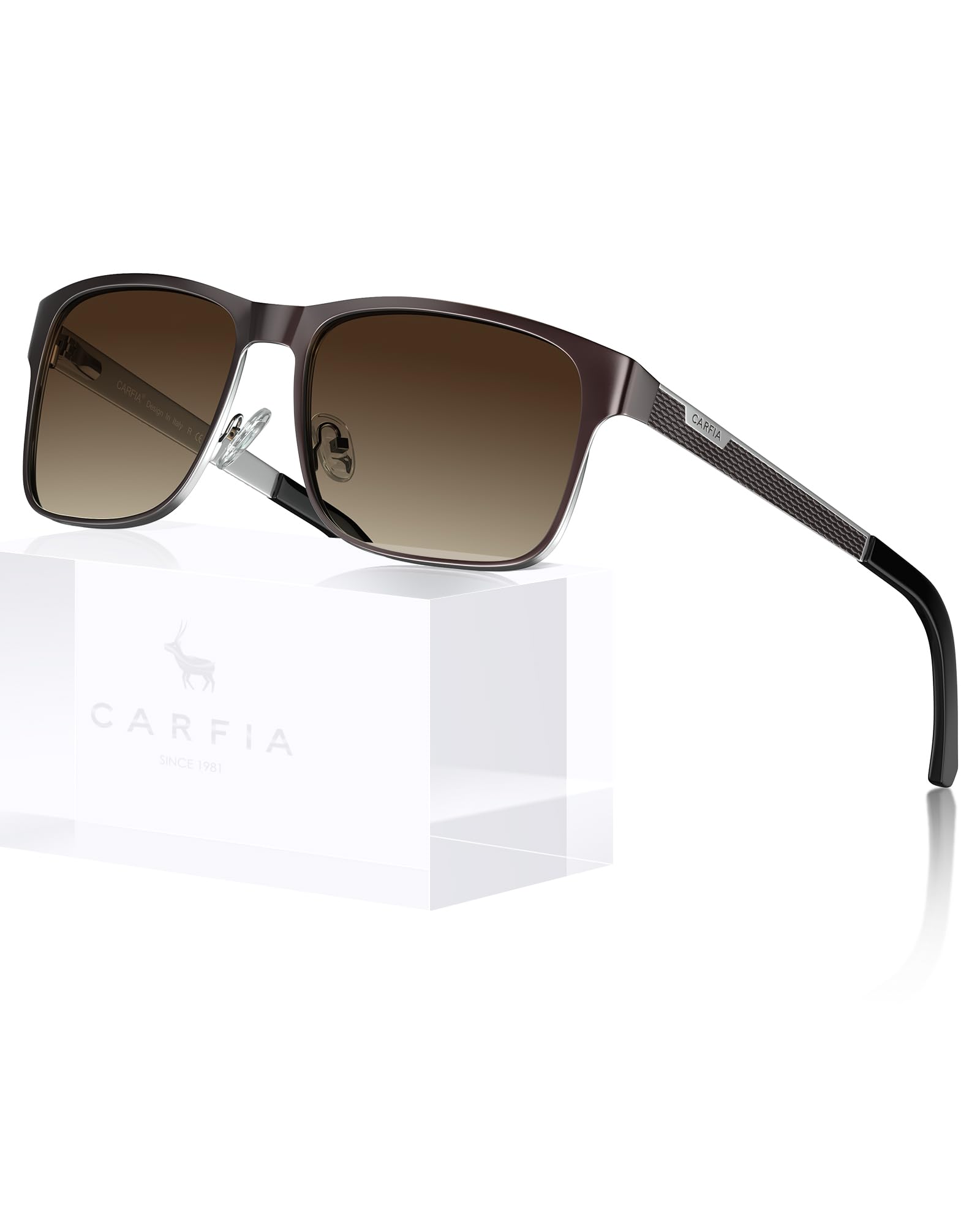 Photo 1 of CARFIA Metal Mens Sunglasses Polarized - UV400 Protection Cool Shades with Grid Pattern & Leather Case CA5223