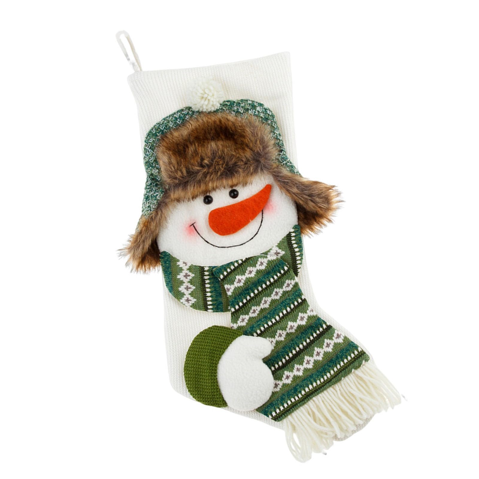 Irunfast Personalised Christmas Stockings, 15” Green Christmas Stocking Oversized Snowman Socks Hanging Knitted Christmas Stockings Xmas Stocking for Christmas Holiday Party Decoration (Snowmen)
