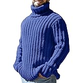 Mens Sweaters Turtleneck Cable Knitted Pullover Long Sleeve Slim Fit Chunky Casual Fall Winter Warm Cardigans