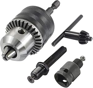 Yakamoz 1.5-13mm Capacity Key Drill Chuck Converter Conversion Tool with Quick Change 1/4" Hex, SDS Plus and 1/2" Socket Square Female Adapter
