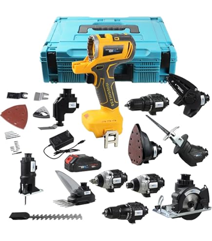 Amazon.com: 10 合1 無線電動工具組合套件,手動鑽木工電動工具組,鉚釘