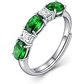 925 Sterling Silver Birthstone Rings for Women - Adjustable Size Women Jewelry Birthday Gifts for Girlfriend,Wife,Mom