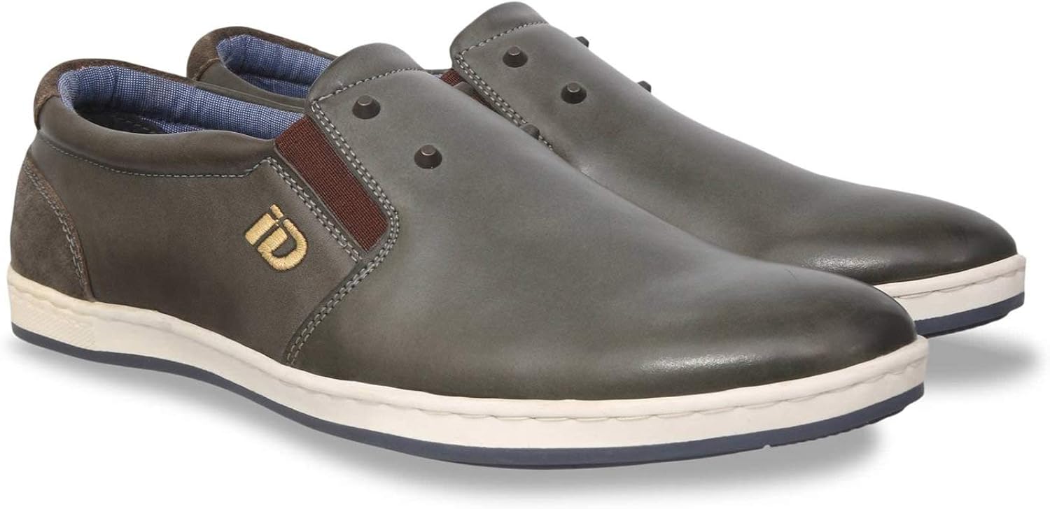 Buy ID Men's Leather Casual Shoes (Grey) at Amazon.in