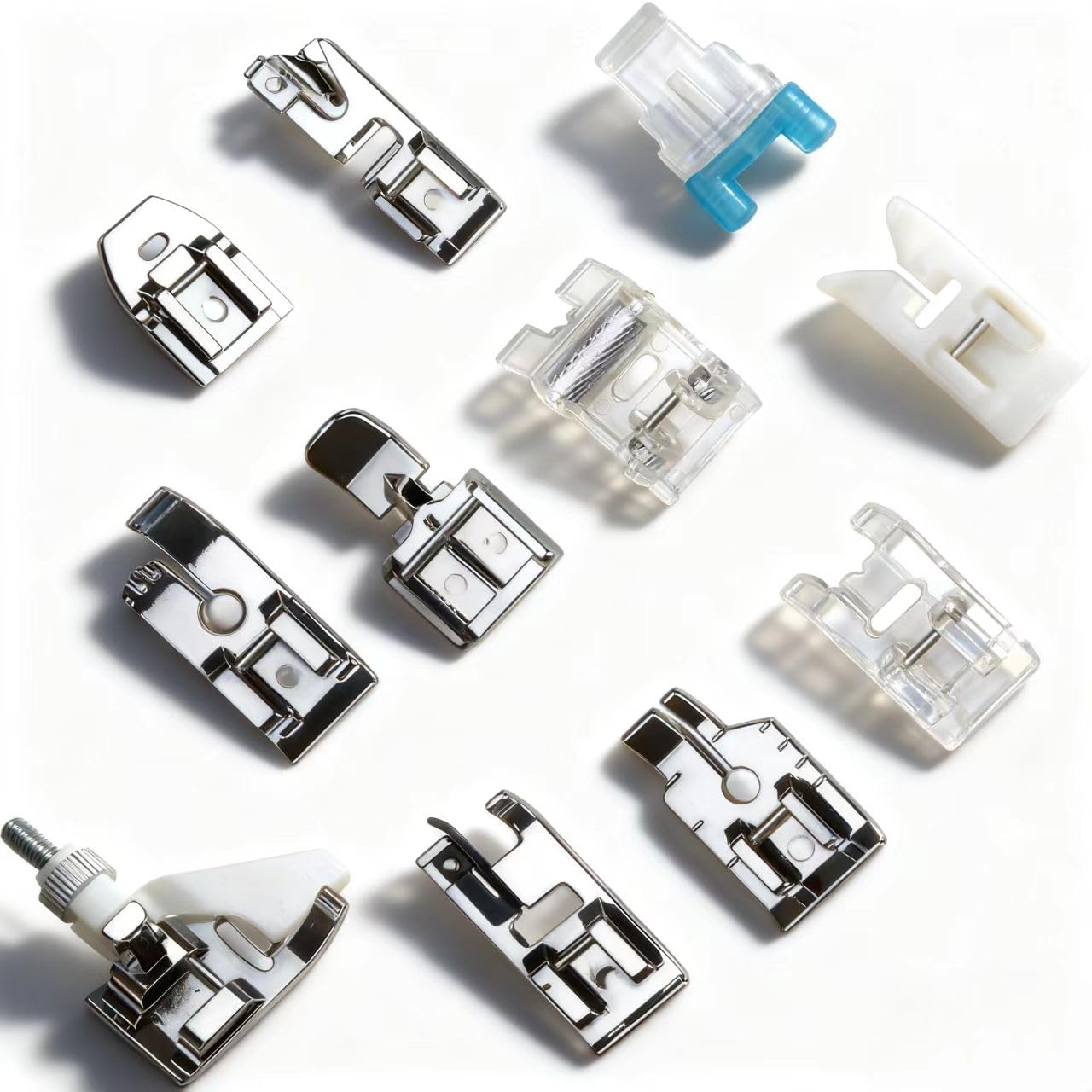JIUAI 11Pc Sewing Machine Accessories, Rolled Hem Foot, Walking Foot Kit, Presser Foot,Feet Sewing Machine Spare Parts for Brother Singer Babylock Janome Toyota Elna Sewing Machines Use