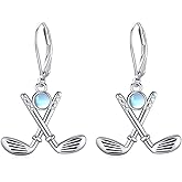 YYmqmq Baseball/Golf/Hockey/Tennis Earrings 925 Sterling Silver Moonstone Dangle Drop Earrings Jewelry Graduation Gifts for Women Girlfriend Mom