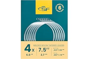 SF Pre-Tied Loop Fly Fishing Tapered Leader Nylon Clear Trout Freshwater Saltwater Bonefish Permit Bass Salmon Steelhead 7.5F