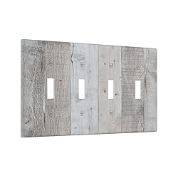 Rustic Grey Wood Shiplap Quad Toggle Light Switch