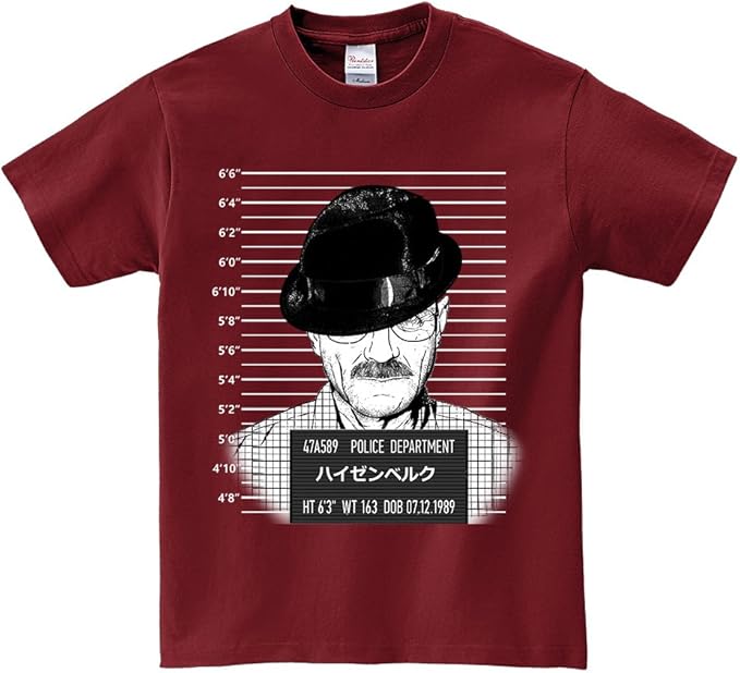Amazon ノーブランド品 ハイゼンベルク マグショット バーガンディー Mサイズメンズ半袖tシャツ Tシャツ カットソー 通販