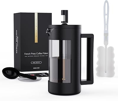RAINBEAN Cafetiere 2 Cups 350ml Glass French Press 3 Level Filtration