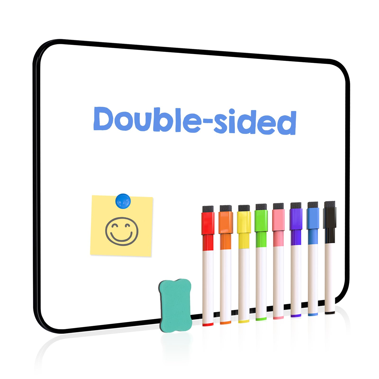 QUEENLINK Double-Sided 30X42 cm A3 Small White Board Portable Handheld Mini Whiteboard and Pens, Magnetic Dry Erase Board for Home, School, Office