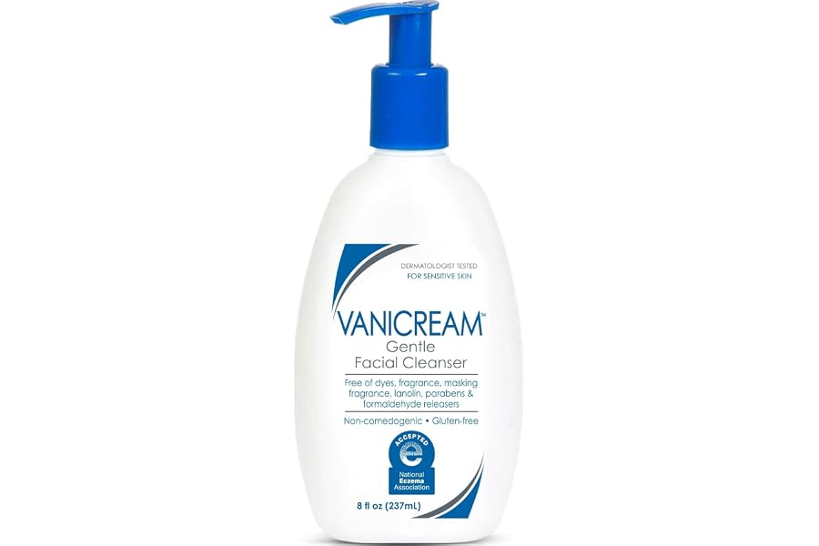Vanicream Gentle Facial Cleaner with Pump Dispenser, 8 Fl Oz, Formulated without Common Irritants for Sensitive Skin, Removes Makeup, Dirt & Excess Oils, Non-Comedogenic, pH-Balanced Face Wash product image