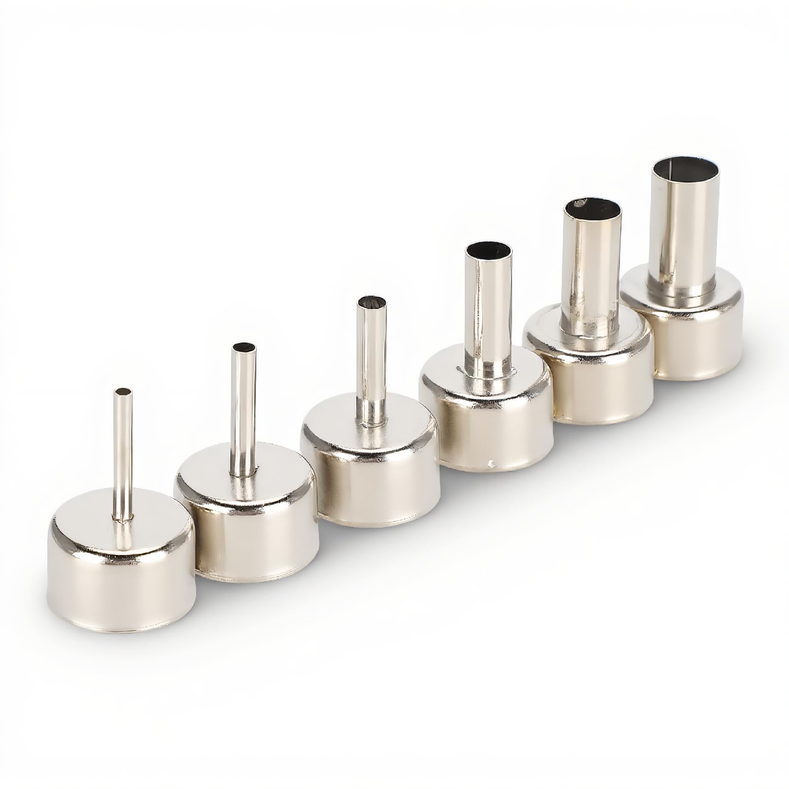 ASHATA 6pcs Hot Air Gun Nozzle,858 Heat Gun SMD Rework Station Accessory 3/4/5/8/10/12mm, Hot Air Gun Soldering Station Accessories for Air Pump Type Hot Air Desoldering