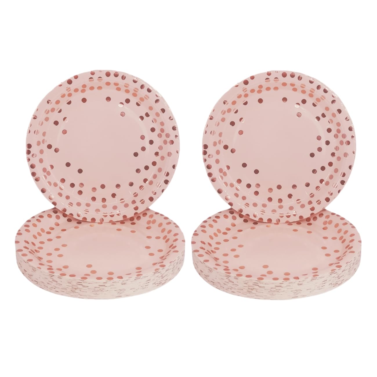 CEILIWEN Pink & Gold Polka Dot Plates - 100 Disposable Party Plates