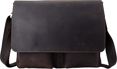 Amazon Tiding タイディング アンティーク風 本革 ショルダーバッグ メンズ メッセンジャーバッグ 斜め掛け 横 厚手牛革 ダークブラウン Tiding タイディング ショルダーバッグ