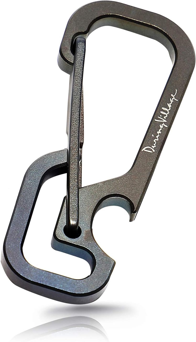 DuringVillage Titanium Carabiner Multitool Keychain Key Ring Spring Clips Small Hex Wrench Type & Bottle Opener Type