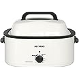 Electric Roaster, Roaster Oven 26 Quart with Self-Basting Lid, Turkey Roaster Oven with Removable Pan and Rack, Adjustable Temperature Control Powerful 1450W Stainless Steel Roaster Oven, White