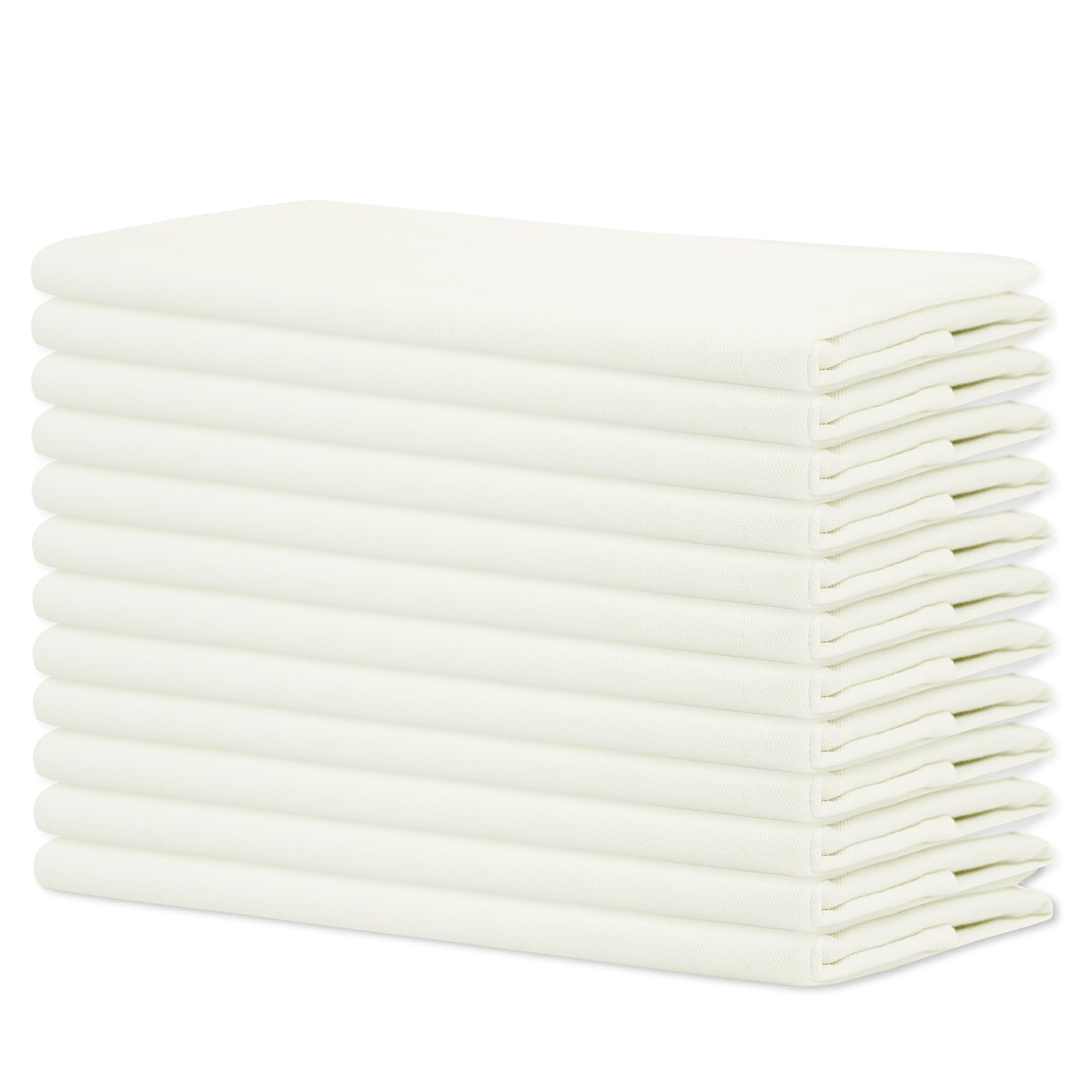 Sweet Needle - Pack of 12-100% Cotton Oversized Dinner Christmas Napkins 45 CM x 45 CM (18 IN x 18 IN), Cream - Heavy weight fabric for daily use with Mitered corners finish