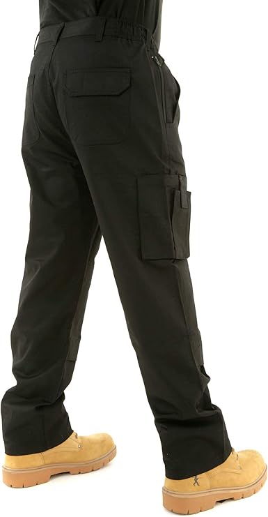 mens combat cargo work trousers black