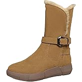 NIAIRKE Women's Mid Calf Boots Suede Slouch Snow Booties Shoes Outdoor