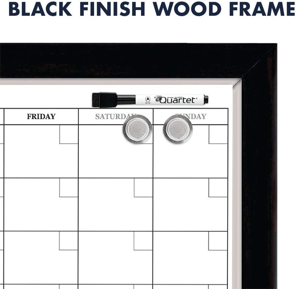 Quartet Combination Magnetic Whiteboard Calendar & Corkboard, 17" x 23" Combo Dry Erase White Board & Cork Bulletin Board, Perfect for Office, Home School Message Board, Wood Frame (22476) : Wall Calendars : Office Products