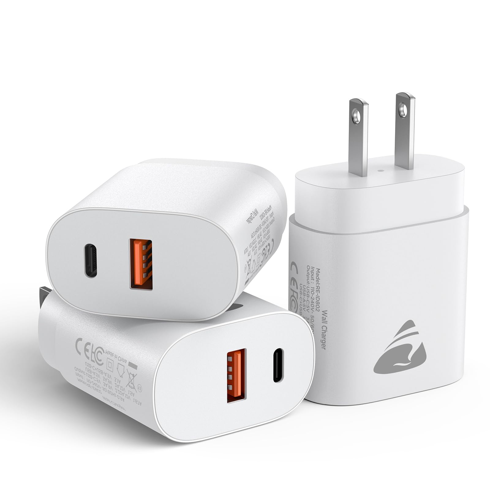 [3 Pack] USB C Charger Block Fast Charging Multiport Wall Charger, Dual Port PD Power Adapter Fast Type C Charging Block Cube Compatible with iPhone 16/15/14/13/12/11/Pro, XS/XR/X/8/7, Samsung, More