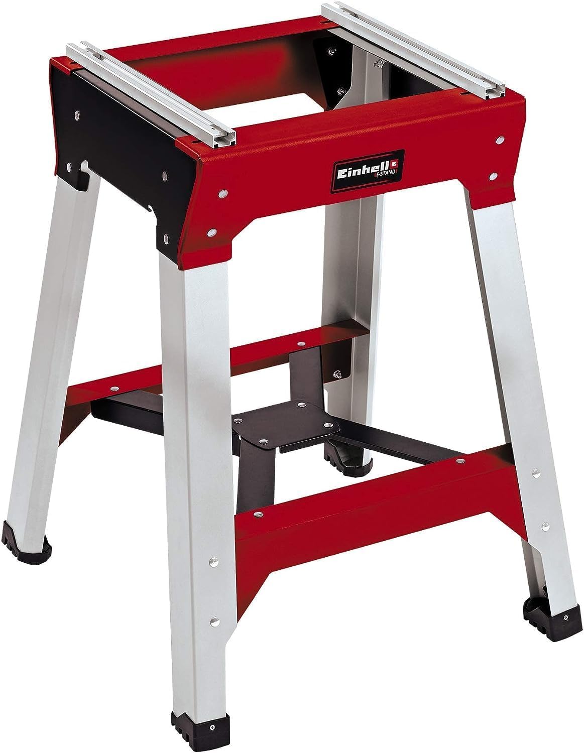 Original Einhell saw underframe E-Stand (underframe for mitre saws, X-bracing for stable standing, height-adjustable foot, rugged steel construction)