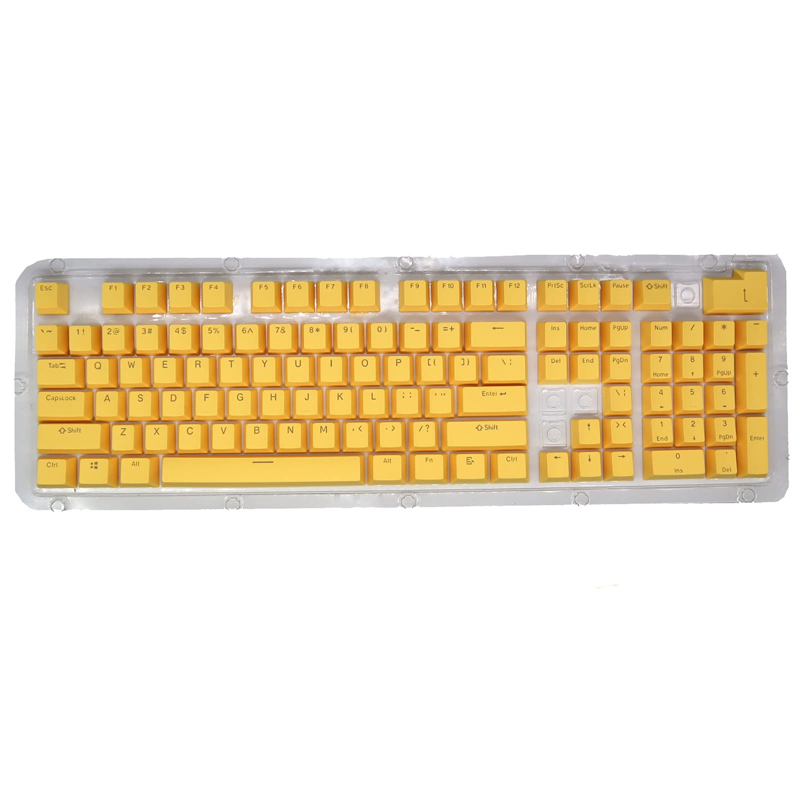PBT Keycaps, 108 Keys P9 Mechanical Keyboard Key Caps Backlit Key Caps Character Translucent Key Caps DIY Keycaps,for 61/64/87/104/108 Key Mechanical Keyboards(yellow)