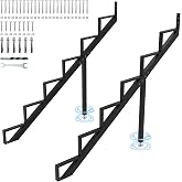 Toriexon Steel Stair Step Riser 6-Step, Metal Stair Stringer with Reinforcing Support Legs, Heavy Duty Steel Stair Stringer for 50" Height Deck and Outdoor Steps (2 Pack)