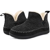 Zizor Women's Moccasin Bootie Slippers, Memory Foam House Shoes | Women's Moccasin Bootie Slippers hump-topline wool memory foam faux fleece lining anti-slip rubber sole Zizor washable