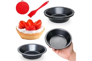 Quyimy 5 Inch Mini Pie Pans 4 Pack Pie Tins, Carbon Steel Mini Tart Pan Nonstick Round Small Quiches Tins for Baking Pot Pies