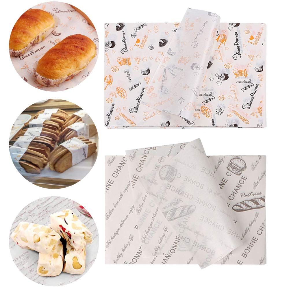 Grease Proof Paper, 200 Sheets Food Wrapping Paper, Wax Paper Greaseproof, Deli Basket Liner, for Food Basket Liners Paper BBQ Picnic Sandwich Burger Fries Cheese Bread Pizza Grease Paper