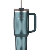 STANLEY Quencher H2.0 Tumbler with Handle and Straw 40 oz | Flowstate 3-Position Lid | Cup Holder Compatible for Travel | Insulated Stainless Steel Cup | BPA-Free | Fluted Marina Shine