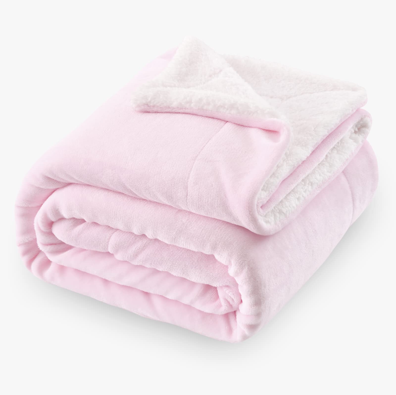 SOCHOW Sherpa Fleece Throw Blanket, Double-Sided Super Soft Luxurious Plush Blanket 127cm×150cm, Light Pink — image 1