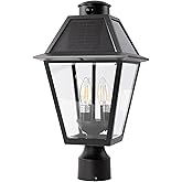 LUTEC Outdoor Solar Lamp Post Light with Motion Sensor, Dusk to Dawn Waterproof Pole Light Head with Three Modes, Exterior Bl