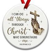 Kilyhome Christian Christmas Hanging Ornaments, Christ Ornament with Praying Hands, Religious Bible Gifts for Women, Men - Baptism Decorations