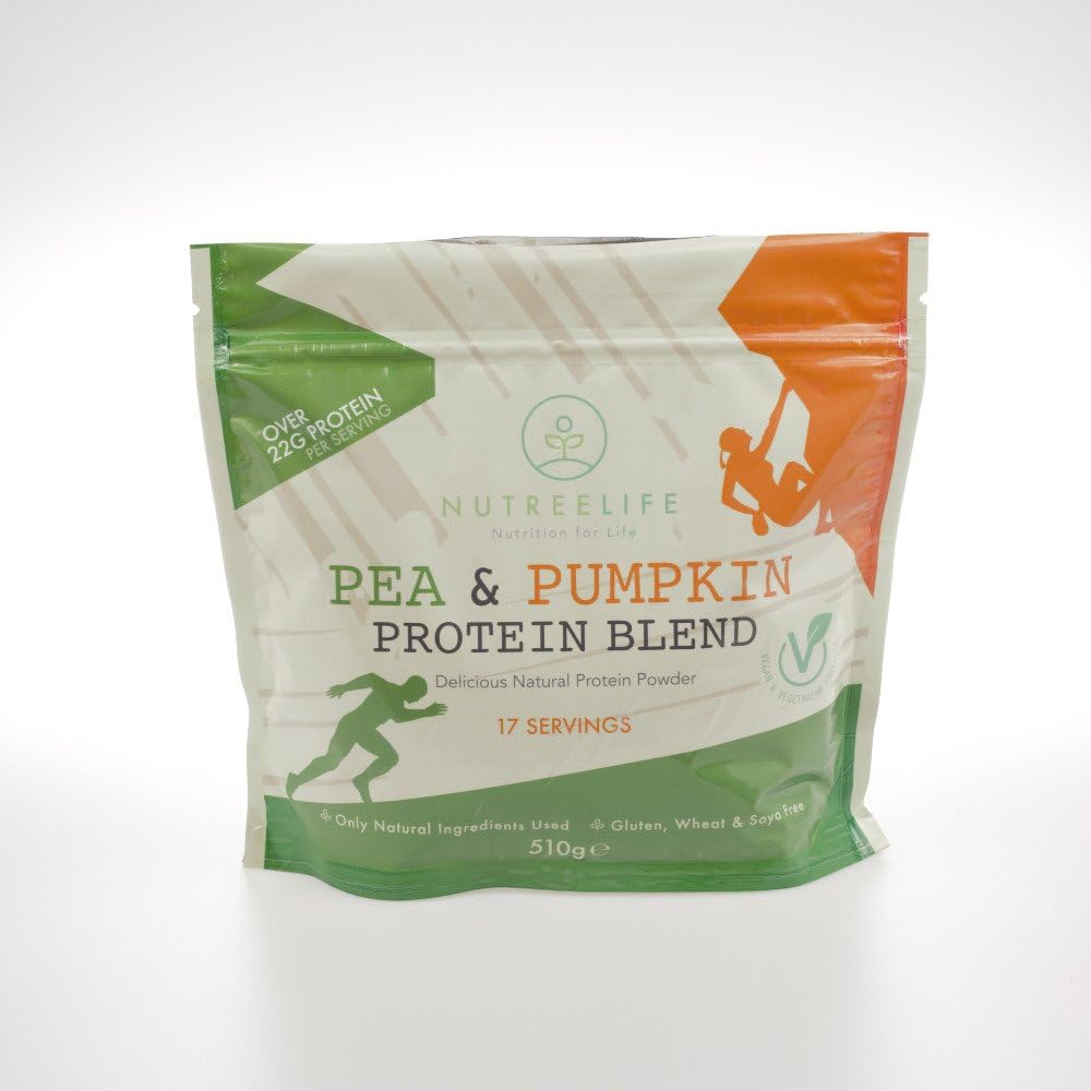 Pea & Pumpkin Protein Powder Blend by NutreeLife. Gluten, Wheat, SOYA, Dairy fee. Over 22g Protein per Serving - 510g Bag