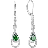 TIMFROZ Women 925 Sterling Silver 5A Cubic Zirconia Birthstone Infinity Dangle Drop Earrings Leverback Earrings Anniversary Mother's Day Birthday Christmas for Her
