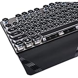 Ralon Mechanical Gaming Keyboard with LED Backlit, 104-Key Black Vintage Typewriter-Style Keyboard, Retro Steampunk Qwerty Keyboard Wired USB Metal Base and Round Keycaps Anti-Ghosting for PCs and Laptops (KB-104)